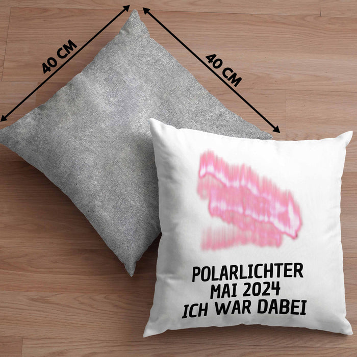 Polarlichter 2024 Kissen mit Füllung 40x40 Geschenk Ich War Dabei Polar-Lichter Polarlicht Heute Nochmal Polarlichter Kaffee-Kissen mit Füllung 40x40 (Grau) Grau Trendation