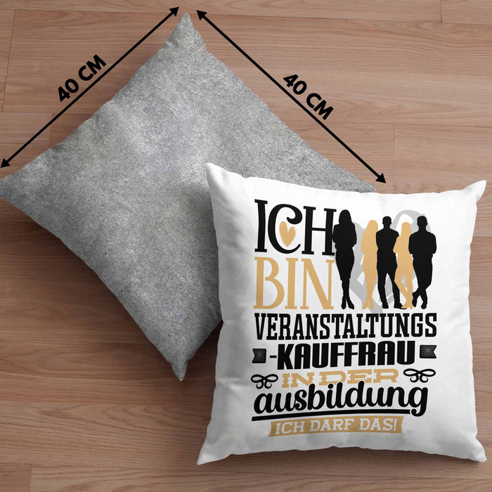 Veranstaltungskauffrau Ausbildung Start Geschenk Kissen mit Füllung 40x40 Ich Bin Veranstaltungskauffrau In Der Ausbildung Ich Darf Das Geschenkidee (Grau) Grau Trendation