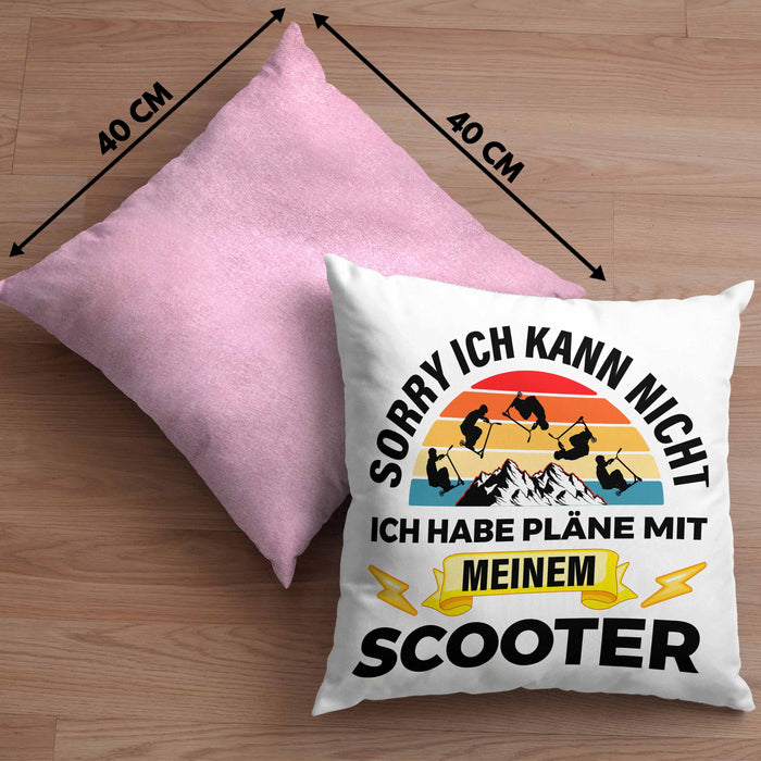 Scooter Roller Fahrer Geschenk Kissen mit Füllung 40x40 Scooterfahrer Geschenkidee Scooting Geschenkidee Jungs Profi Scooterfahrer Pro Grafik Stunts (Grau) Rosa Trendation