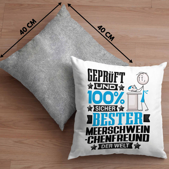 Meerschweinchenfreund Geschenk Lustiger Spruch für Meerschweinchenfreund Geschenkidee Bester Meerschweinchenfreund Der WeltKissen mit Füllung 40x40 (Grau) Grau Trendation