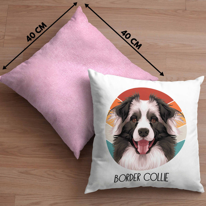 Border Collies Besitzer Kissen mit Füllung 40x40 Geschenk Lustiger Spruch Geschenkidee Border Collies Mama Papa (Grau) Rosa Trendation