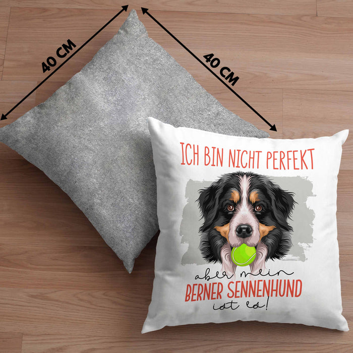 Berner Sennen Besitzer Kissen mit Füllung 40x40 Geschenk Lustiger Spruch Geschenkidee Besitzerin Ich Bin Nicht toll Aber Mein Berner Sennen Ist Es (Grau) Grau Trendation