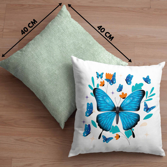 Schmetterling Kissen mit Füllung 40x40 Grafik Geschenkidee (Grau) Grün Trendation