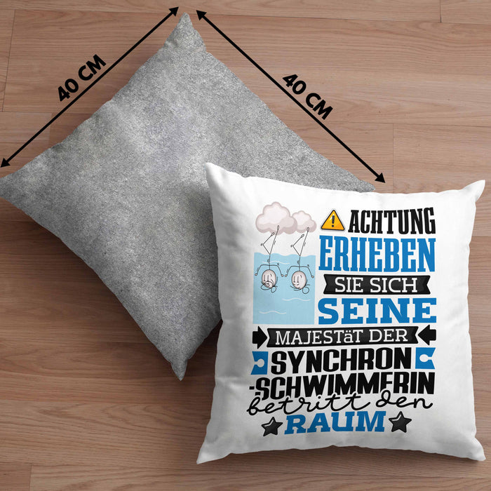 Synchronschwimmerin Geschenk Kissen mit Füllung 40x40 Lustiger Spruch Erheben Sie Sich Der Synchronschwimmerin Betritt den Raum (Grau) Grau Trendation