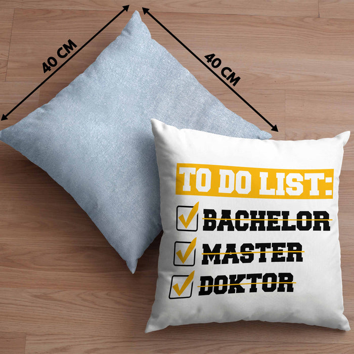 Doktortitel Bestanden Kissen mit Füllung 40x40 Geschenk To Do List (Grau) Blau Trendation