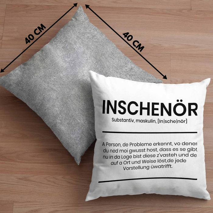 Ingenieur Kissen mit Füllung 40x40 Geschenk Ineschenör Geschenkidee Sprüche Ingenieurswesen Geschenkidee Definition (Grau) Grau Trendation