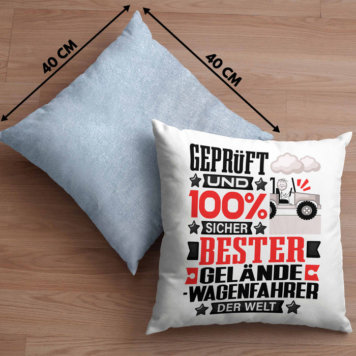 Geländewagenfahrer Geschenk Lustiger Spruch für Geländewagenfahrer Geschenkidee Bester Geländewagenfahrer Der WeltKissen mit Füllung 40x40 (Grau) Blau Trendation