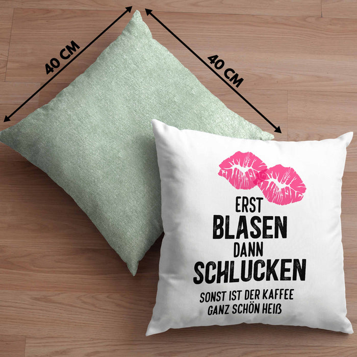 Lustige Kissen mit Füllung 40x40 Versauter Humor 18+ Geschenk Erst Blasen Dann Schlucken Erwachsene (Grau) Grün Trendation
