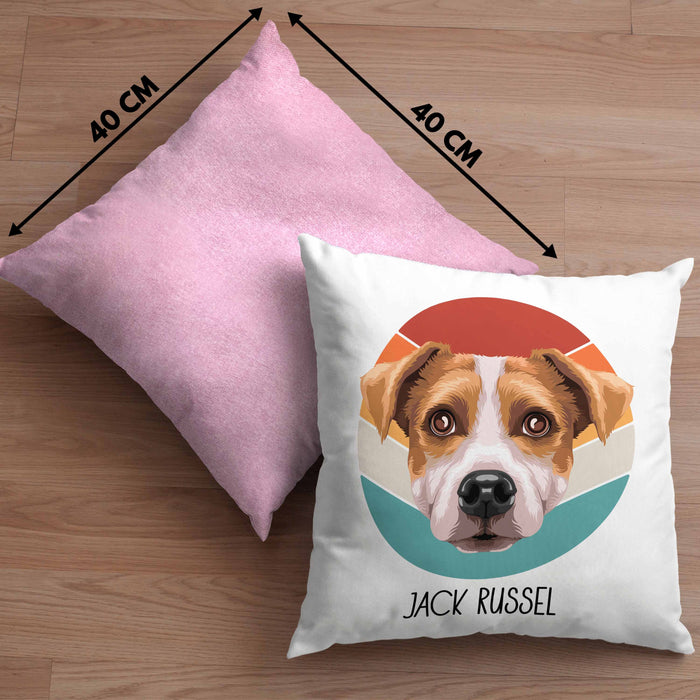 Jack Russel Besitzer Kissen mit Füllung 40x40 Geschenk Lustiger Spruch Geschenkidee Jack Russel Mama Papa (Grau) Rosa Trendation