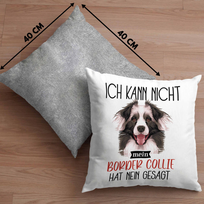 Border Collies Besitzer Kissen mit Füllung 40x40 Geschenk Lustiger Spruch Geschenkidee Ich Kann Nicht Mein Border Collies Hat Nein Gesagt (Grau) Grau Trendation