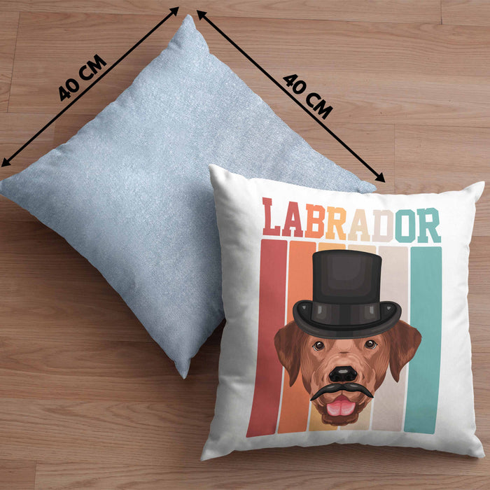 Labrador Besitzer Kissen mit Füllung 40x40 Geschenk Lustiger Spruch Geschenkidee Retro Vinatge Labrador (Grau) Blau Trendation