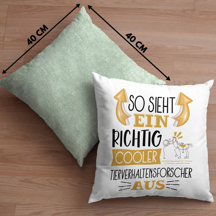 Tierverhaltensforscher Kissen mit Füllung 40x40 So Sieht Ein Richtig Cooler Tierverhaltensforscher Aus Geschenk Lustiger Spruch Geschenkidee (Grau) Grün Trendation