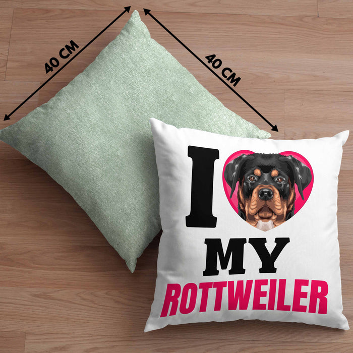 Rottweiler Besitzerin Kissen mit Füllung 40x40 Geschenk Lustiger Spruch Geschenkidee I Love My Rottweiler (Grau) Grün Trendation