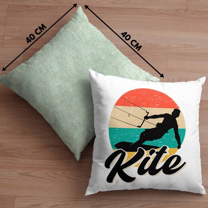 Kitesurfing Kissen mit Füllung 40x40 Geschenk für Kitesurfer Geschenkidee Vintage Grafik (Grau) Grün Trendation