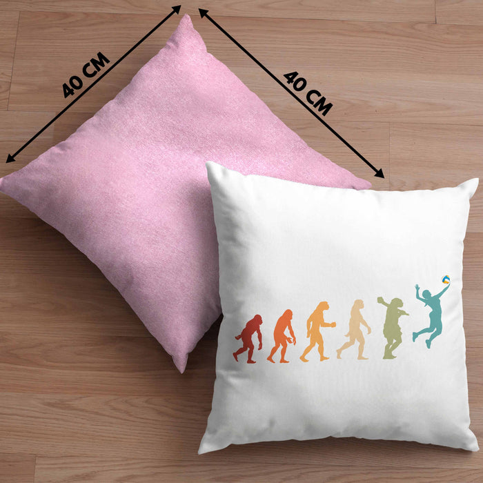 Volleyball Geschenk Kissen mit Füllung 40x40 Evolution Coach Herren Mädchen Kaffee Zubehör Volleyball-Spieler Spielerin (Grau) Rosa Trendation