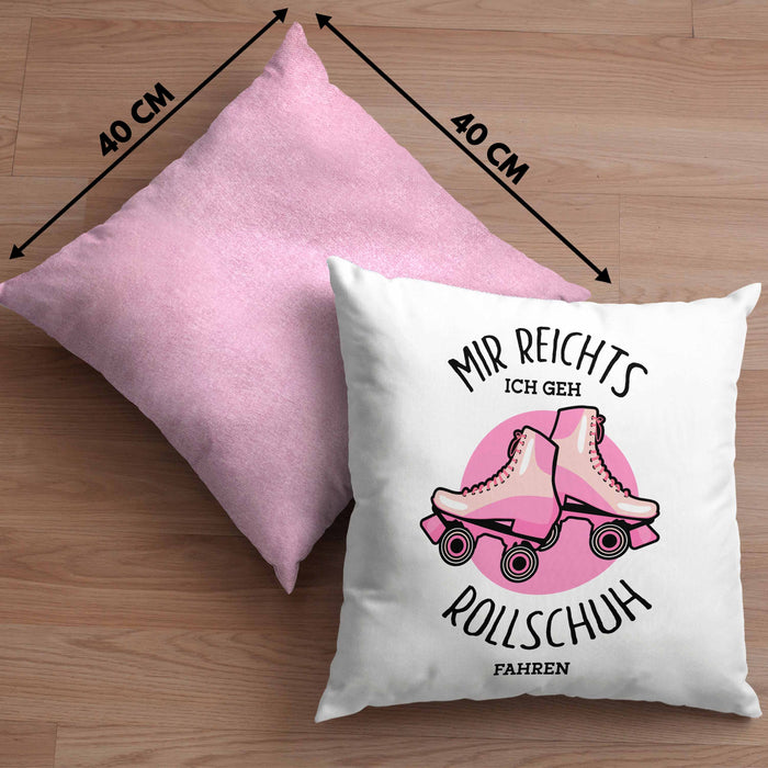 Lustige Rollschuh-Kissen mit Füllung 40x40 Geschenk für Rollschuhfahrerinnen Mir Reichts (Grau) Rosa Trendation
