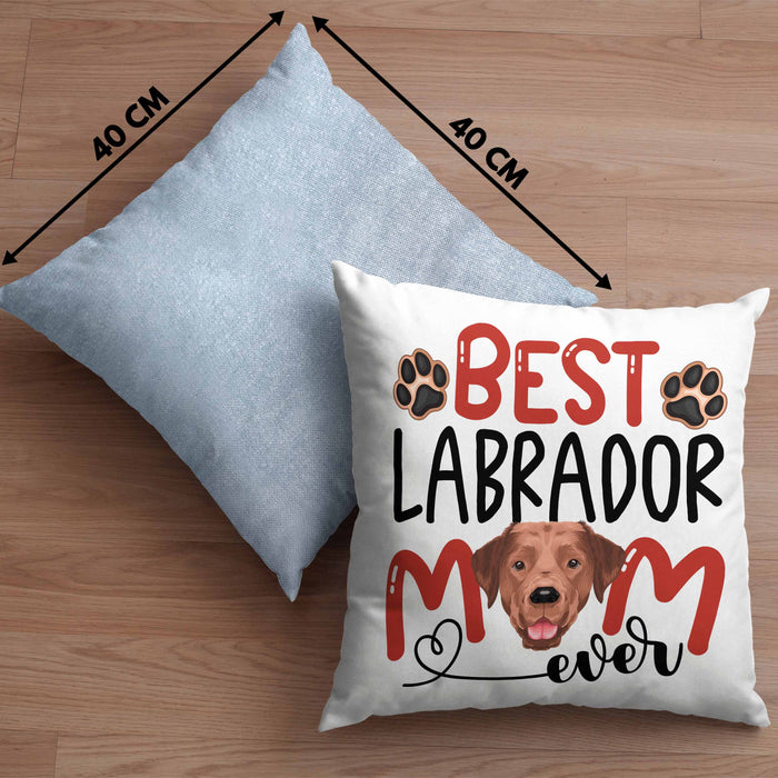 Labrador Mom Besitzerin Kissen mit Füllung 40x40 Geschenk Lustiger Spruch Geschenkidee Besitzerin Labrador Mama (Grau) Blau Trendation