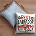 Labrador Mom Besitzerin Kissen mit Füllung 40x40 Geschenk Lustiger Spruch Geschenkidee Besitzerin Labrador Mama (Grau) Blau Trendation