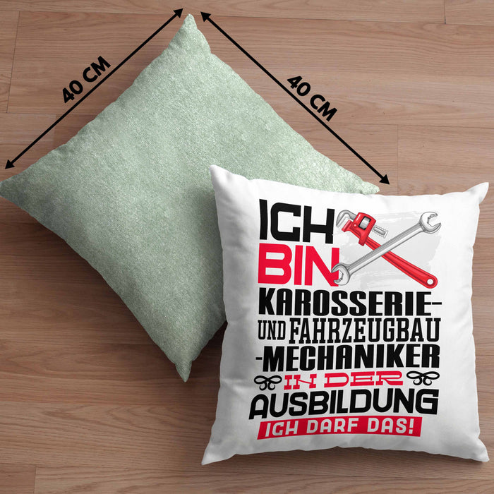 Karosserie- und Fahrzeugbaumechaniker Ausbildung Kissen mit Füllung 40x40 Geschenk Ich Bin Karosserie- und Fahrzeugbaumechaniker In Der Ausbildung Ich Darf Das Geschenkidee Spruch (Grau) Grün Trendation