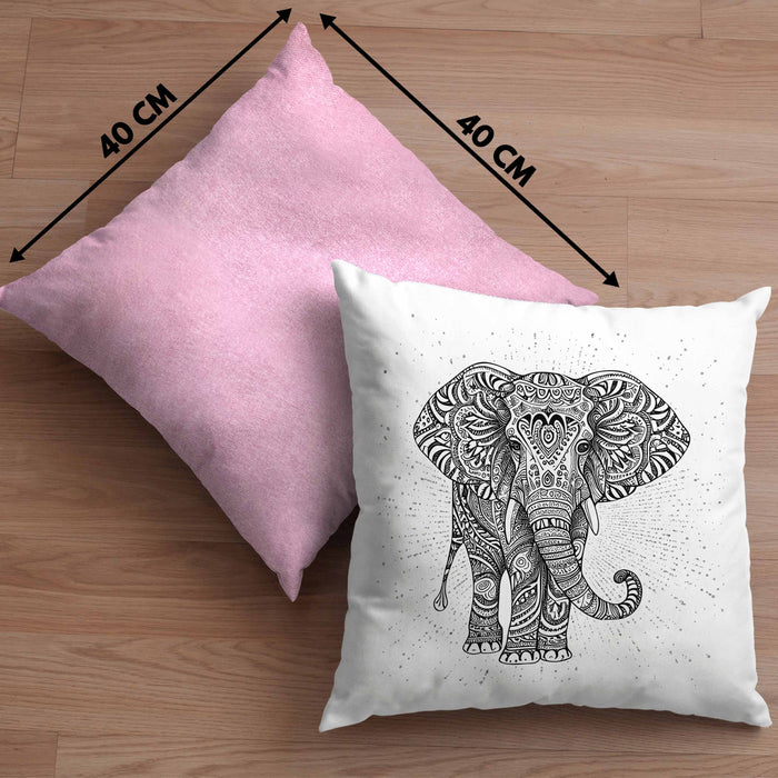 Elefant Kissen mit Füllung 40x40 Geschenk Für Elefanten-Liebhaber Geschenkidee Grafik Mandala (Grau) Rosa Trendation