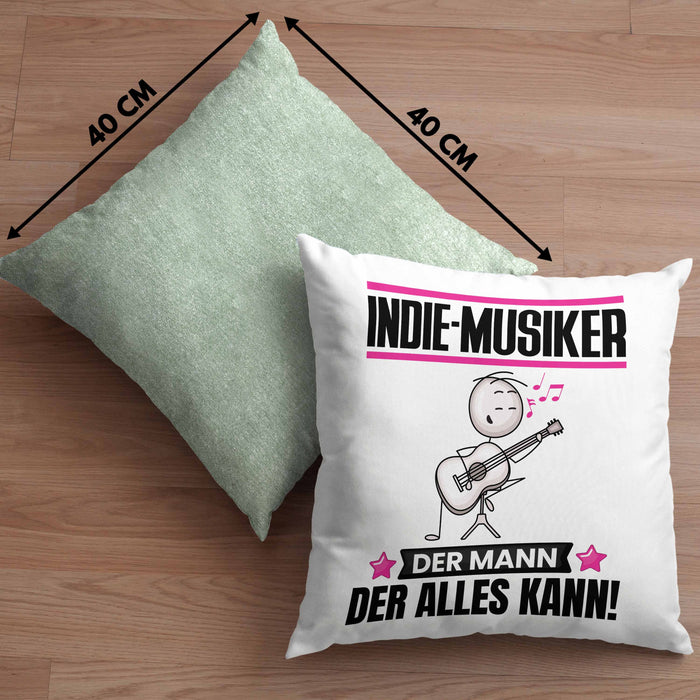 Indie-Musiker Kissen mit Füllung 40x40 Geschenk für Indie-Musiker Der Mann Der Alles Kann Geschenkidee zum Geburtstag (Grau) Grün Trendation