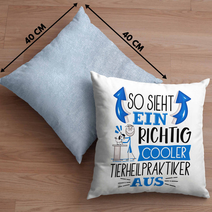 Tierheilpraktiker Kissen mit Füllung 40x40 So Sieht Ein Richtig Cooler Tierheilpraktiker Aus Geschenk Lustiger Spruch Geschenkidee (Grau) Blau Trendation