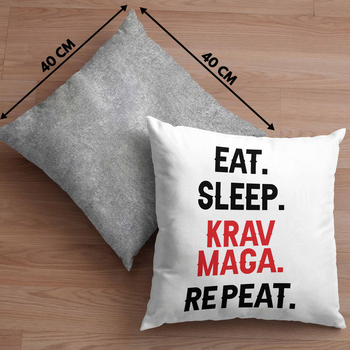 Krav Maga Kissen mit Füllung 40x40 Geschenk Kampfsportler Geschenkidee Selbstverteidigung (Grau) Grau Trendation