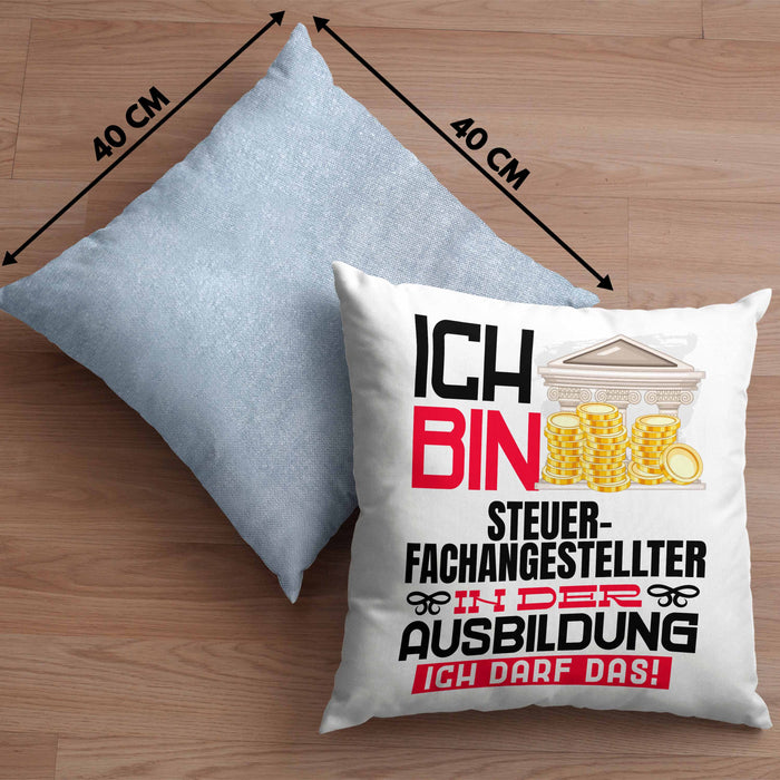 Steuerfachangestellter Ausbildung Kissen mit Füllung 40x40 Geschenk Ich Bin Steuerfachangestellter In Der Ausbildung Ich Darf Das Geschenkidee Spruch (Grau) Blau Trendation