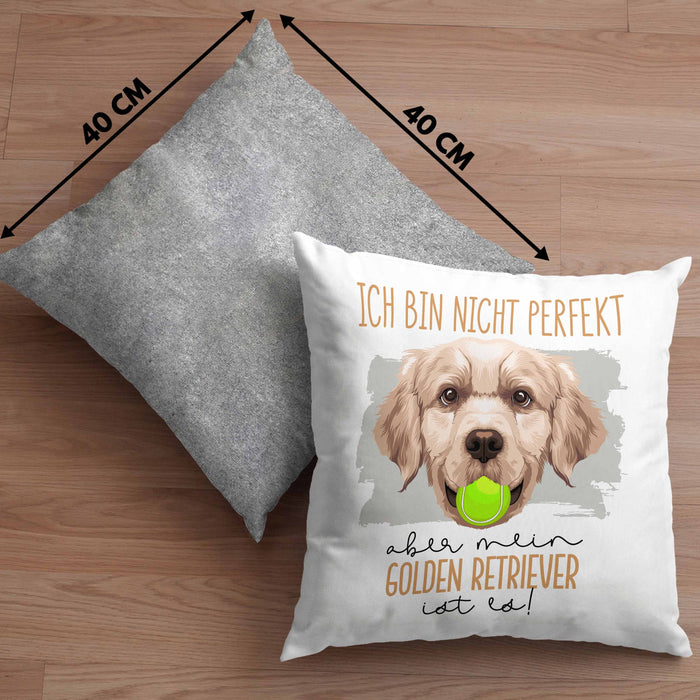 Golden Retriever Besitzer Kissen mit Füllung 40x40 Geschenk Lustiger Spruch Geschenkidee Besitzerin Ich Bin Nicht toll Aber Mein Golden Retriever Ist Es (Grau) Grau Trendation
