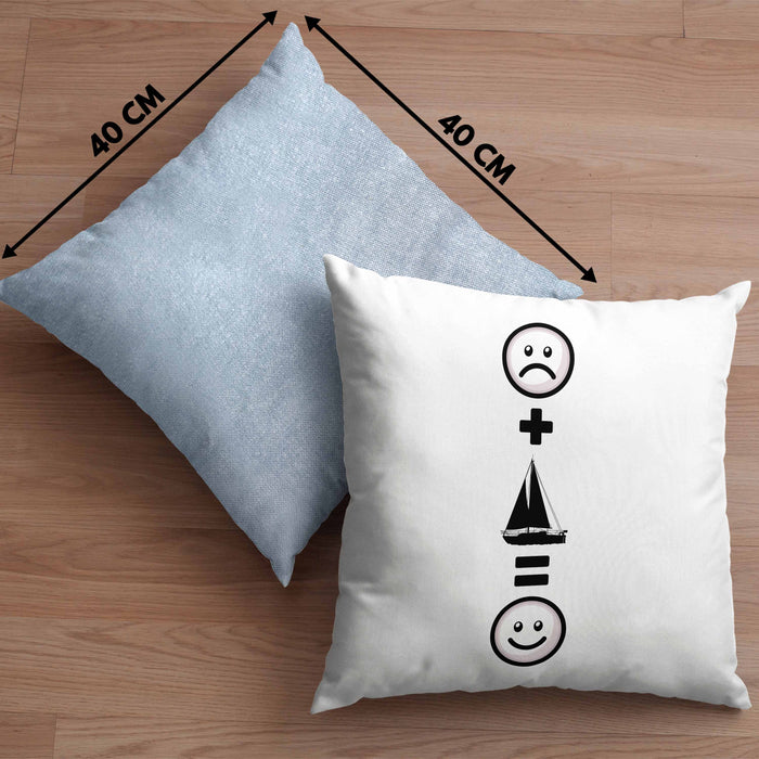 Segeln Kissen mit Füllung 40x40 Geschenk für Segler Windsegeln Boot :( + Segeln = :) Lustige Geschenkidee Geburtstag (Grau) Blau Trendation