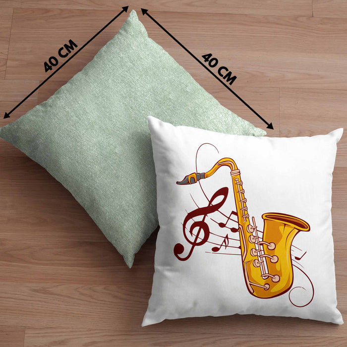 Lustige Saxofon-Kissen mit Füllung 40x40 Geschenk Saxofonspieler Geschenkidee (Grau) Grün Trendation