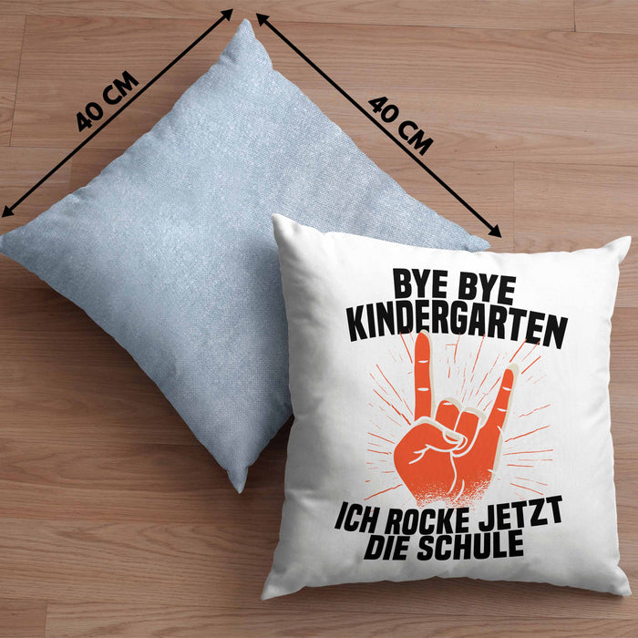 Kita Abgänger 2024 Schulstart Kissen mit Füllung 40x40 Geschenk Jungen Einschulung Schulanfang Erster Schultag (Grau) Blau Trendation