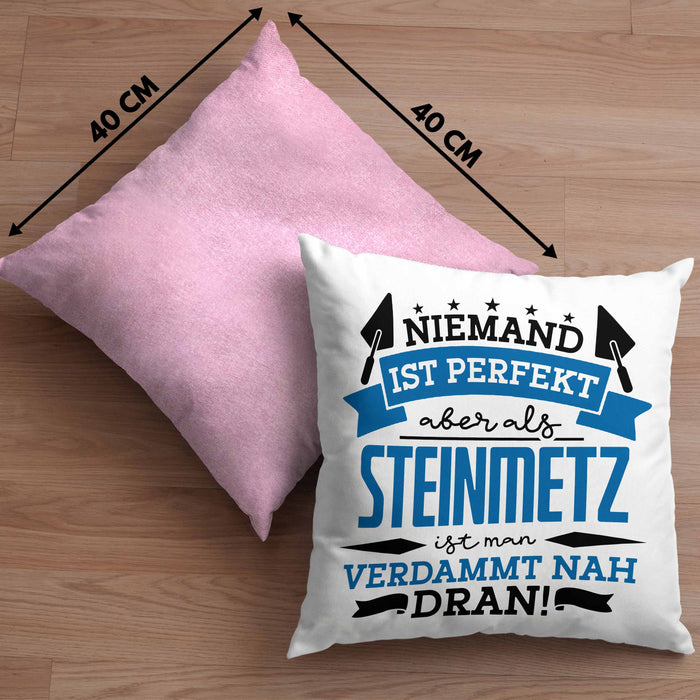 Steinmetz Kissen mit Füllung 40x40 Geschenk Spruch Geschenkidee Spruch Niemand Ist toll (Grau) Rosa Trendation