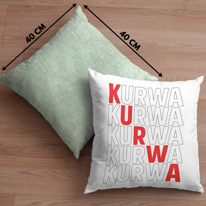 Kurwa Kissen mit Füllung 40x40 Polen Polska (Grau) Grün Trendation
