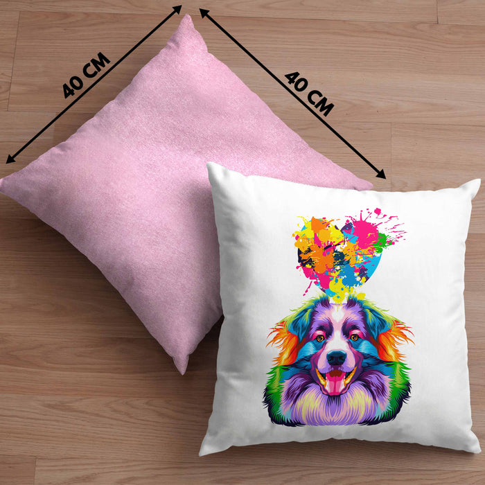 Australian Shepherd Herz Farbe Besitzer Kissen mit Füllung 40x40 Geschenk Lustiger Spruch Geschenkidee Australian Shepherd Liebhaber (Grau) Rosa Trendation