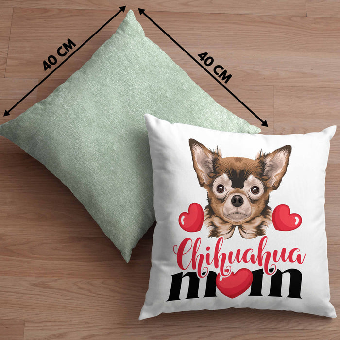 Chihuhahua Mom Mama Besitzer Kissen mit Füllung 40x40 Geschenkidee Frauchen Herrchen (Grau) Grün Trendation