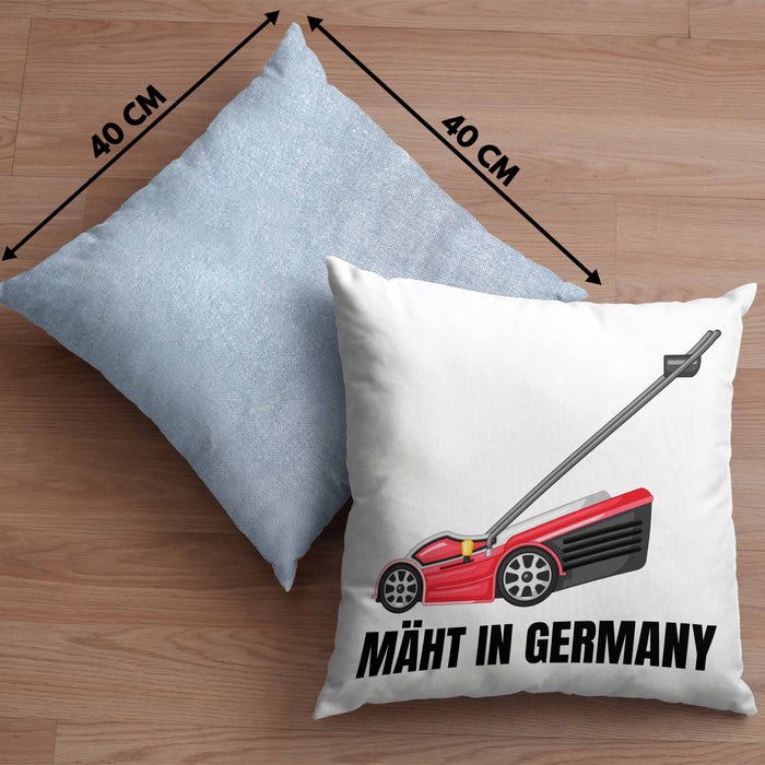 Mäht In Germany Kissen mit Füllung 40x40 Geschenk Gärtner für Hobbygärtner Geschenkidee Geburtstag (Grau) Blau Trendation