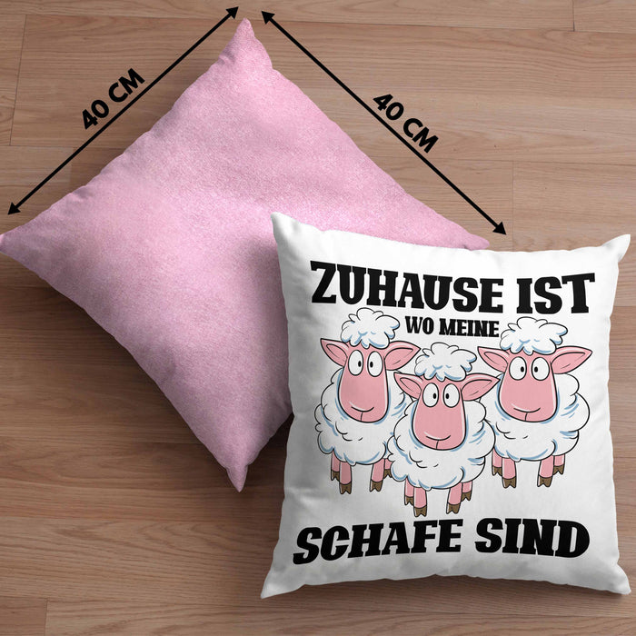 Lustige Kissen mit Füllung 40x40 Schaf Liebhaber Hirte Geschenk zum Geburtstag (Grau) Rosa Trendation