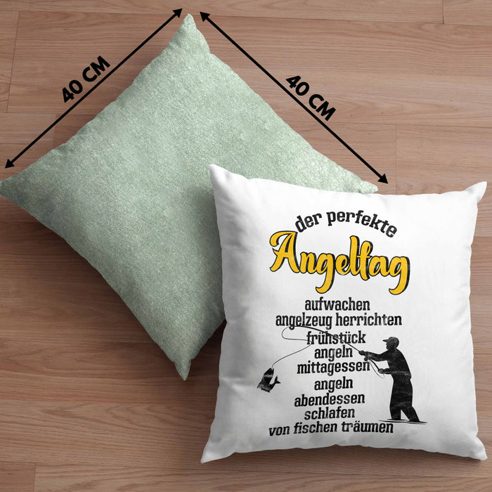 Kissen mit Füllung 40x40 für Angler Geschenk für Fischer Geschenkidee (Grau) Grün Trendation