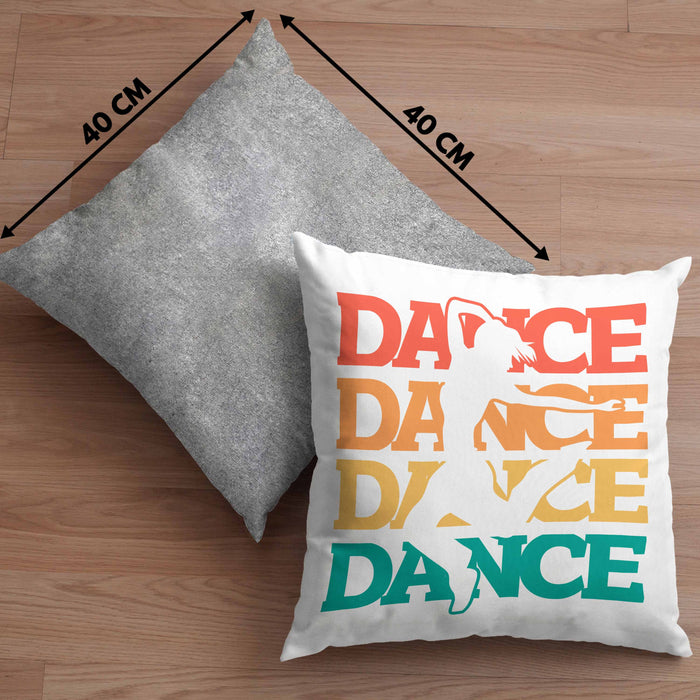 Lustige Tänzer Kissen mit Füllung 40x40 Geschenk für Tanzbegeisterte Tanzlehrer Grafik Dance (Grau) Grau Trendation