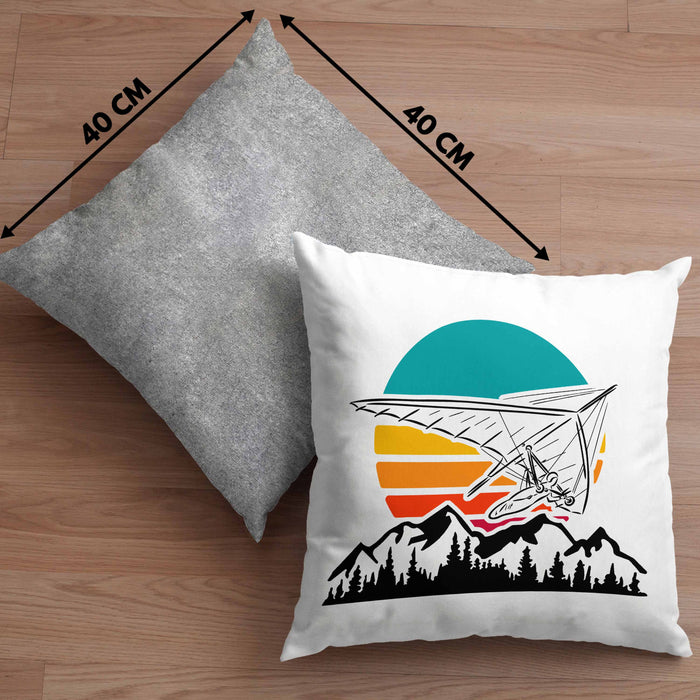 Kissen mit Füllung 40x40 Drachenflieger-Grafik Geschenk Drachenfliegen Drachenflieger Hängegleiter (Grau) Grau Trendation