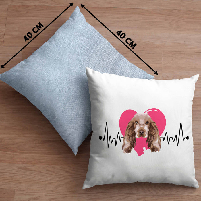 Cocker Spaniel Besitzer Kissen mit Füllung 40x40 Geschenk Lustiger Spruch Geschenkidee Herzschlag Cocker Spaniel (Grau) Blau Trendation