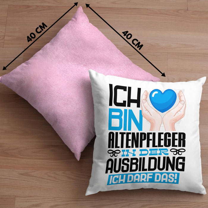 Altenpfleger Ausbildung Kissen mit Füllung 40x40 Geschenk Ich Bin Altenpfleger In Der Ausbildung Ich Darf Das Geschenkidee Spruch (Grau) Rosa Trendation