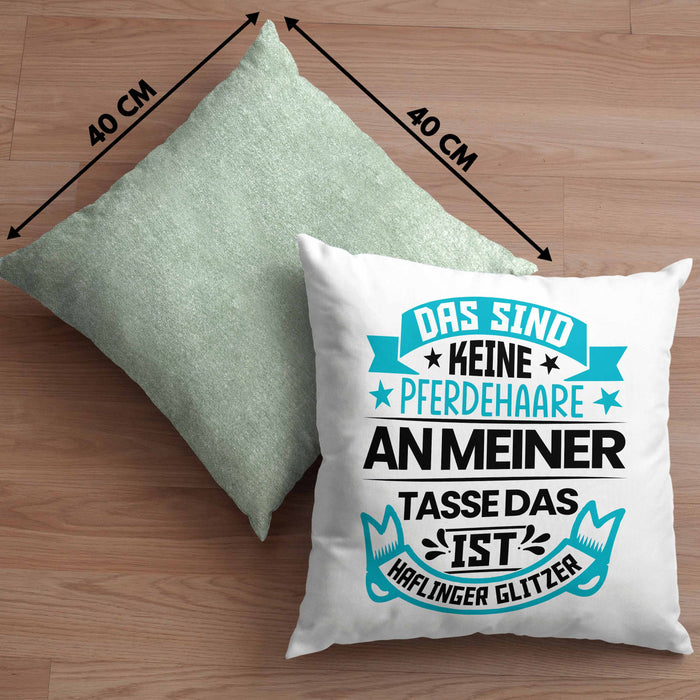 Haflinger Kissen mit Füllung 40x40 Geschenk Pferde-Liebhaberin Haflinger-Liebhaberin Geschenkidee Pferde Reiterin (Grau) Grün Trendation