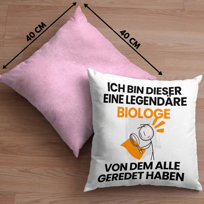 Biologe Geschenk Kissen mit Füllung 40x40 Lustige Geschenkidee Geburtstag für Biologe Ich Bin Dieser Legendäre Biologe Von Dem Alle Geredet Haben (Grau) Rosa Trendation