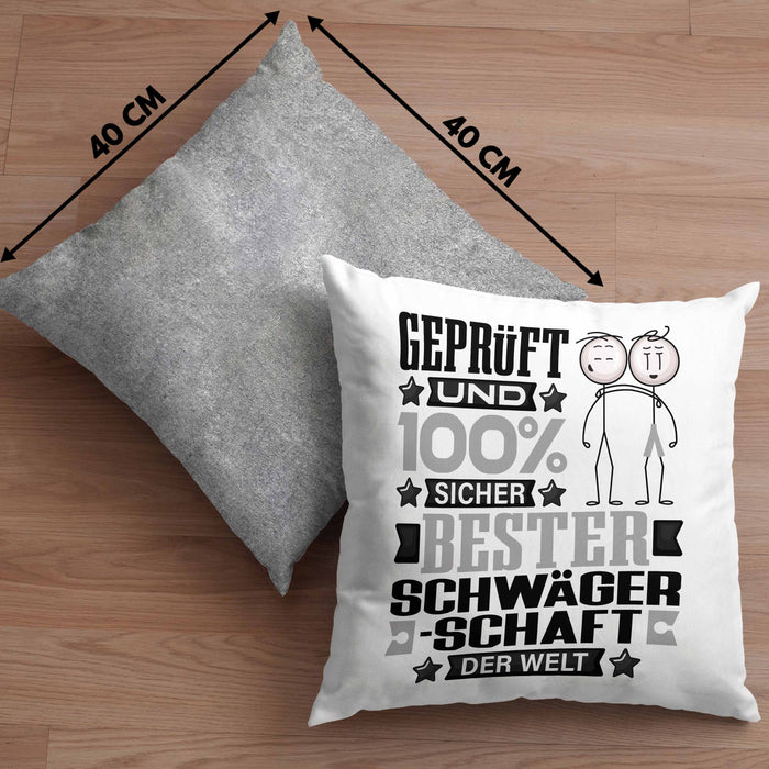 Schwägerschaft Geschenk Lustiger Spruch für Schwägerschaft Geschenkidee Bester Schwägerschaft Der WeltKissen mit Füllung 40x40 (Grau) Grau Trendation