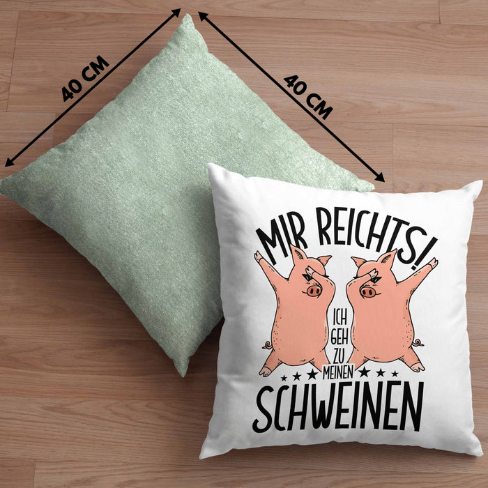 Lustige Kissen mit Füllung 40x40 Geschenk für Schweine-Bauer Geschenkidee Spruch (Grau) Grün Trendation