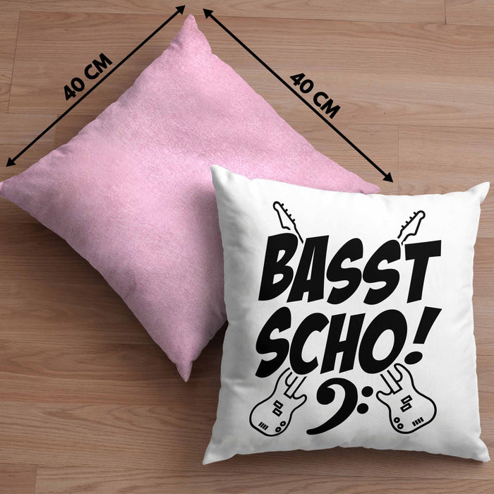 Bassist Kissen mit Füllung 40x40 Geschenk Bass-Spieler Geschenkidee Basst Scho ! (Grau) Rosa Trendation