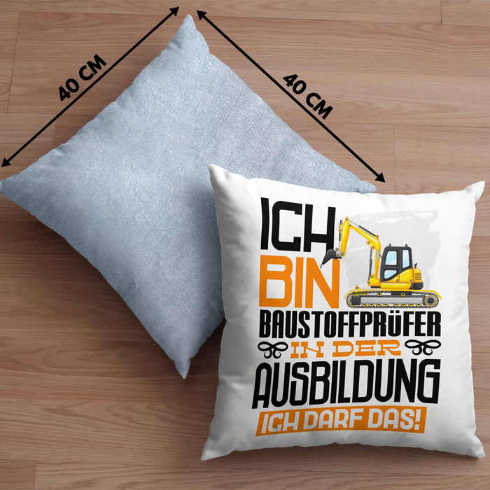 Baustoffprüfer Ausbildung Kissen mit Füllung 40x40 Geschenk Ich Bin Baustoffprüfer In Der Ausbildung Ich Darf Das Geschenkidee Spruch (Grau) Blau Trendation