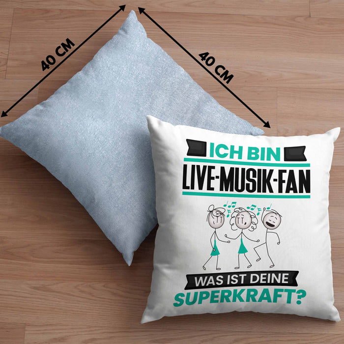 Live-Musik-Fan Kissen mit Füllung 40x40 Geschenk für Live-Musik-Fan Geburtstag Lustiger Spruch Was Ist Deine Superkraft (Grau) Blau Trendation